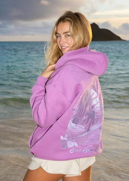 Pink Palm Puff Hoodie: Cozy Comfort with a Bold Twist